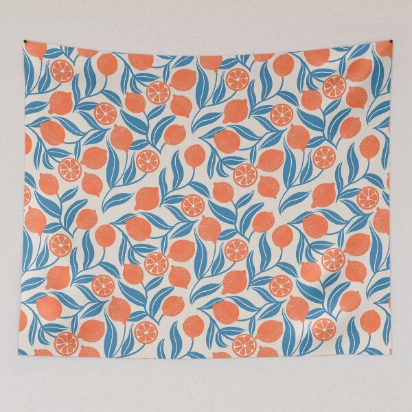 Item preview, Lemon Orchard - teal and orange designed and sold by Home Cyn Home.