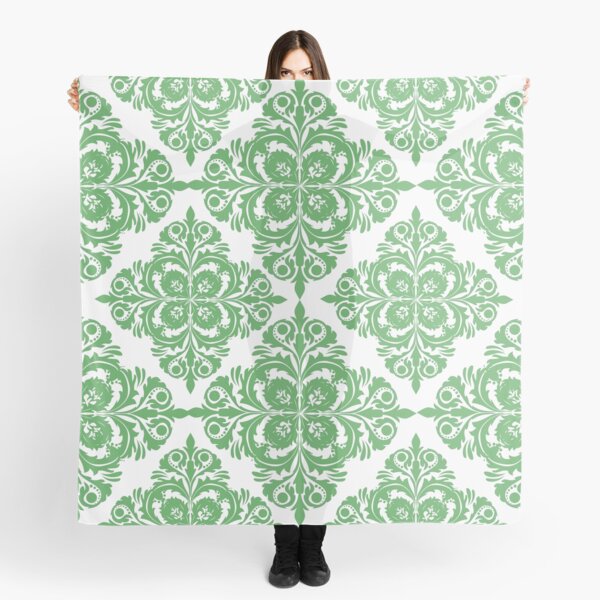 Item preview, Damask green oriental repeat pattern for textile and printing designed and sold by MonoDigitalArt.
