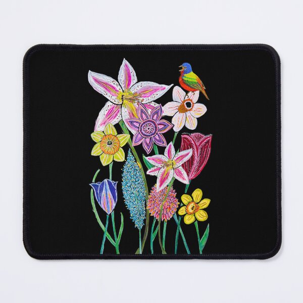 Item preview, Flowers and Painted Bunting Nature Scene designed and sold by TheArtyOne11.