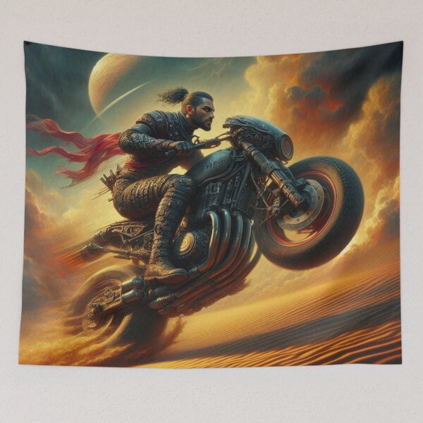 Item preview, "Cosmic Desert Rider - Futuristic Dune Dash Art" designed and sold by Ghost Archer Illusions.