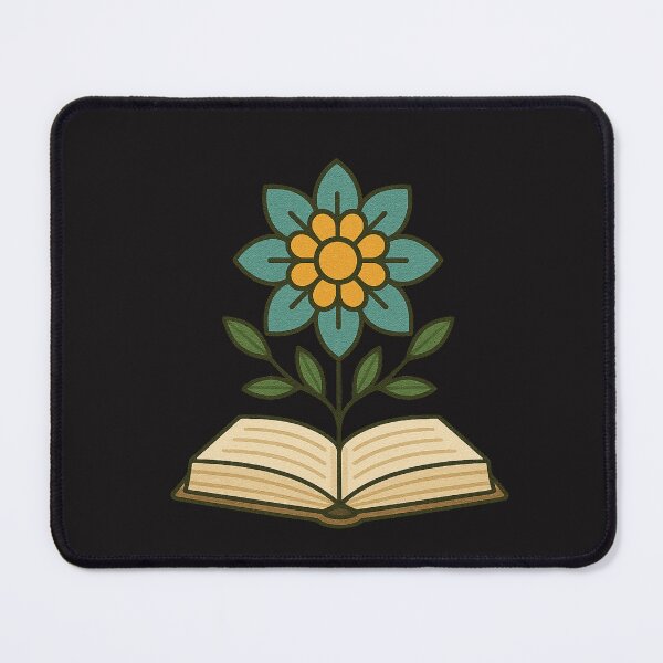 Item preview, Minimal Floral Mandala Sprouting from Pages – Calm Book & Botanical Design designed and sold by ColorSplash123.