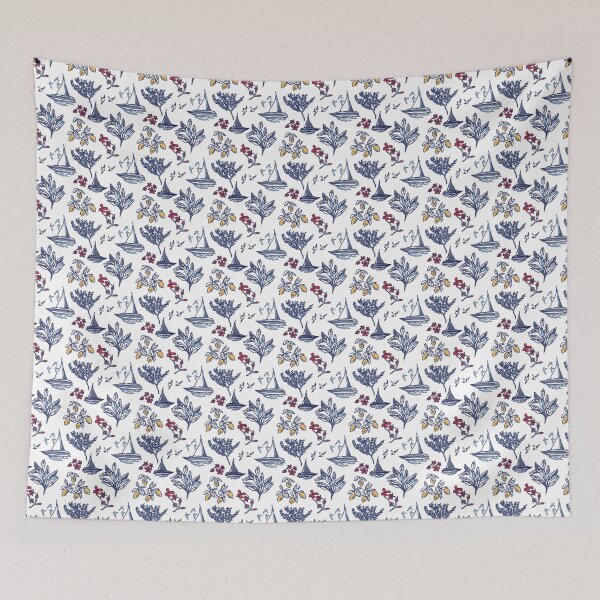 Item preview, Memories of Capri Italy sailboats, lemons, and flowers pattern designed and sold by RRuffieuxStudio.