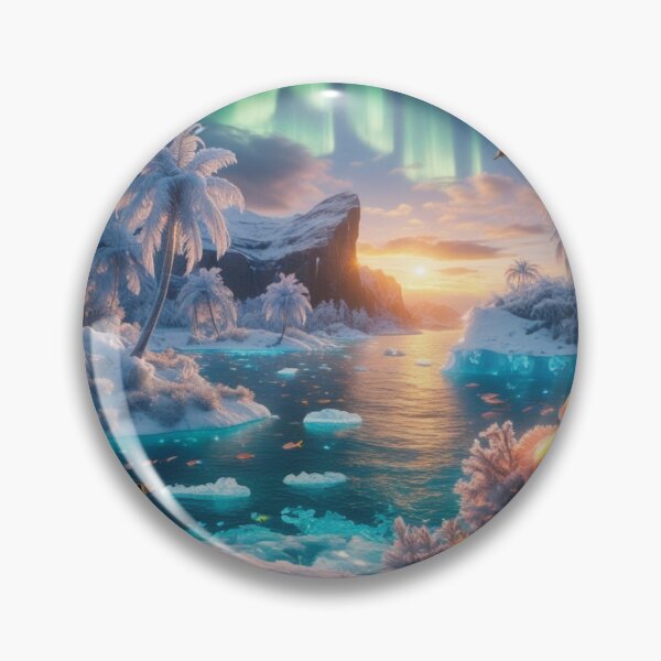 Item preview, Frozen Aurora Tropical Dreamscape – Bioluminescent Winter Paradise designed and sold by Dream Output .