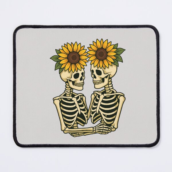 Item preview, Skull Couple Holding Hands with Sunflower Crowns – Romantic Skeleton Love Design designed and sold by ColorSplash123.