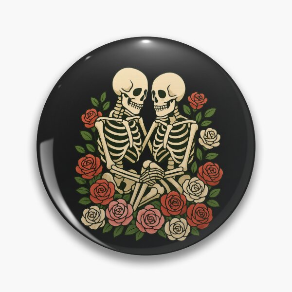 Item preview, Skeleton Couple in a Rose Garden – Romantic Skull Art with Blooming Roses designed and sold by ColorSplash123.