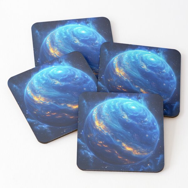 Item preview, Deep Space Majesty: Blue Gas Giant with Golden Swirls designed and sold by lematworks.