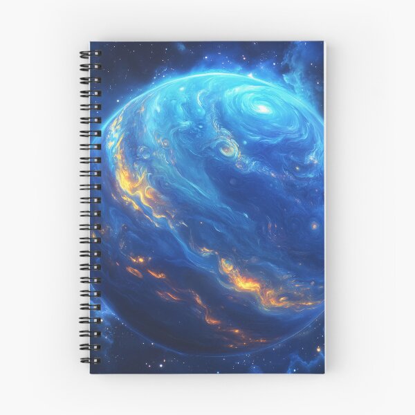 Item preview, Deep Space Majesty: Blue Gas Giant with Golden Swirls designed and sold by lematworks.