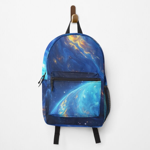 Item preview, Deep Space Majesty: Blue Gas Giant with Golden Swirls designed and sold by lematworks.