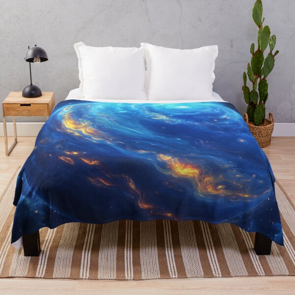 Item preview, Deep Space Majesty: Blue Gas Giant with Golden Swirls designed and sold by lematworks.