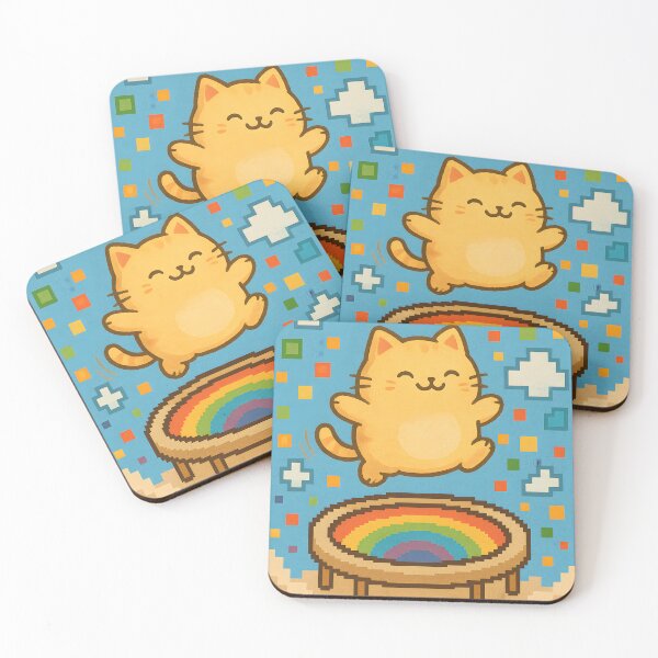 Item preview, Yellow Tom Bouncing High on a Rainbow Trampoline designed and sold by logicfun.