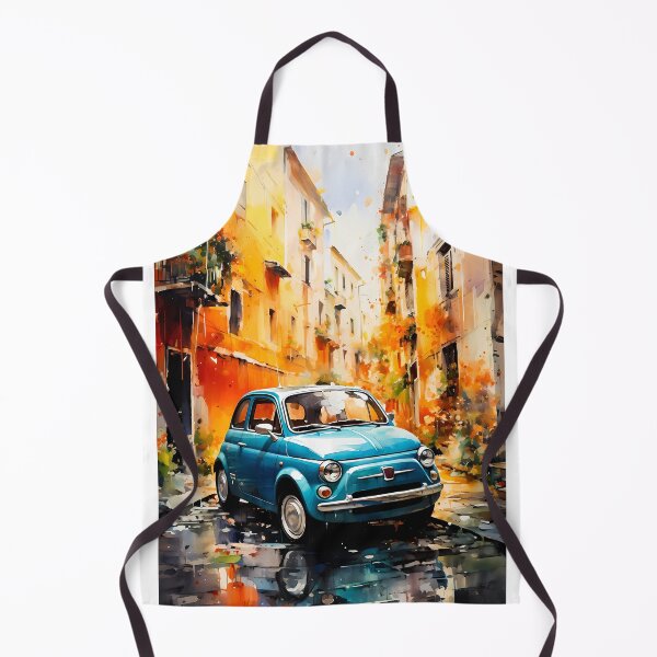 Item preview, Classic City Car Driving Through Colorful Italian Street Scene designed and sold by RevUpDesign.