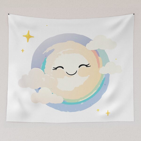 Item preview, Cartoon Smiling Sun | Kawaii Sunshine with Clouds designed and sold by NovaProArt.