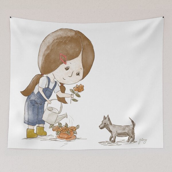 Item preview, Watering the Flowers with Puppy Help designed and sold by Jaana Day.