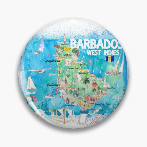 Item preview, Barbados West Indies Illustrated Caribbean Island Travel Map with Highlights designed and sold by artshop77.