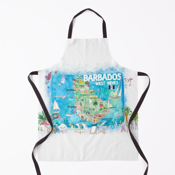 Item preview, Barbados West Indies Illustrated Caribbean Island Travel Map with Highlights designed and sold by artshop77.