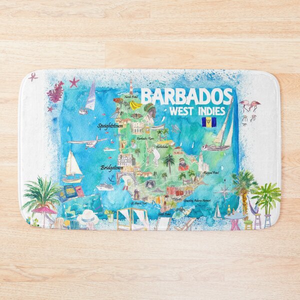 Item preview, Barbados West Indies Illustrated Caribbean Island Travel Map with Highlights designed and sold by artshop77.