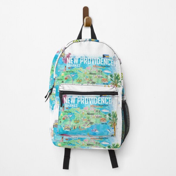 Item preview, New Providence Bahamas Illustrated Island Travel Map with Landmarks and Highlights designed and sold by artshop77.