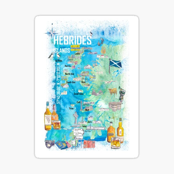 Item preview, Hebrides Islands Illustrated Travel Map with Touristic HighlightsHebrides Islands Illustrated Travel Map with Touristic Highlights designed and sold by artshop77.