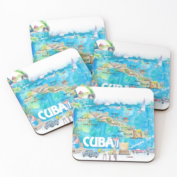 Item preview, Cuba Antilles Illustrated Travel Map with Roads and Highlights designed and sold by artshop77.