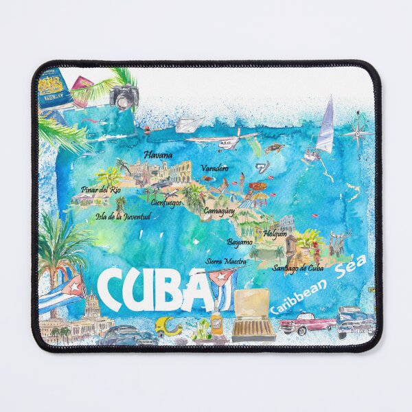 Item preview, Cuba Antilles Illustrated Travel Map with Roads and Highlights designed and sold by artshop77.