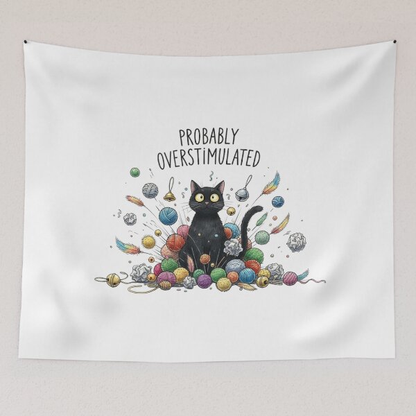 Item preview, Probably Overstimulated Black Cat Doodle designed and sold by jubileejungle.
