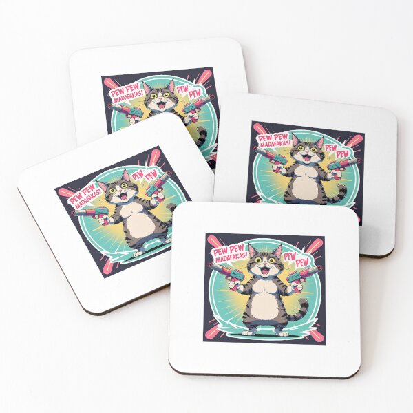 Item preview, Pew Pew Madafakas! – Crazy Cat Meme Sticker designed and sold by FikaAndFeed.