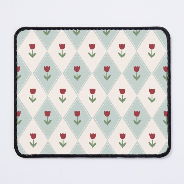 Item preview, Preppy little tulips hand drawn harlequin diamonds pastel aqua teal  designed and sold by Chelsea Jay.
