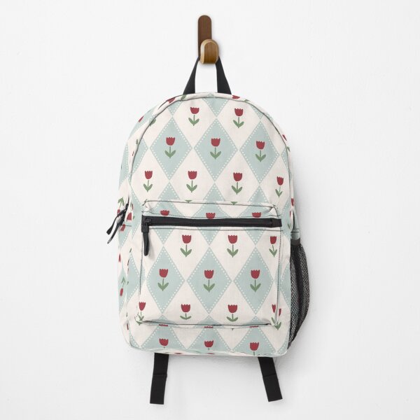 Item preview, Preppy little tulips hand drawn harlequin diamonds pastel aqua teal  designed and sold by Chelsea Jay.