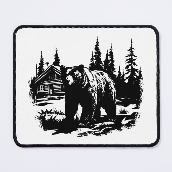 Item preview, Rustic Cabin Grizzly Bear Pine Tree Brown Black Log Cottage Wild designed and sold by inkoutninja.