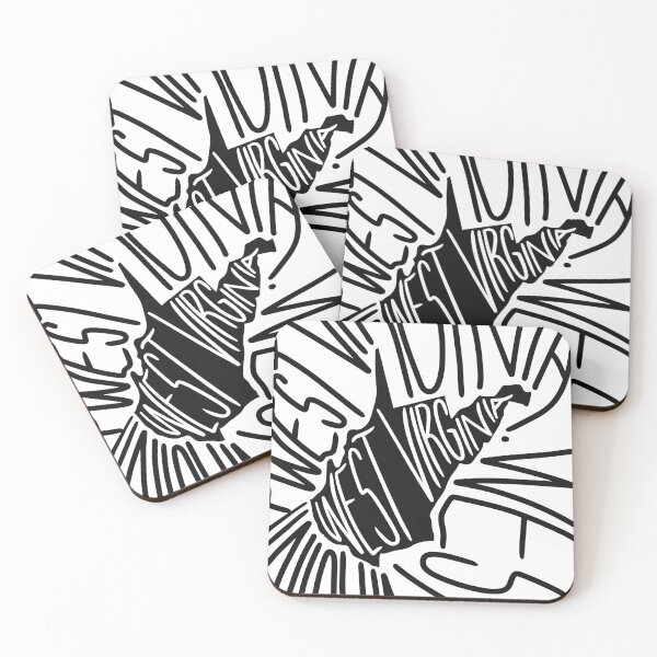 Item preview, West Virginia State - WA Map and Flag - Black and White - Typography USA Mountain State designed and sold by Ranggasme.