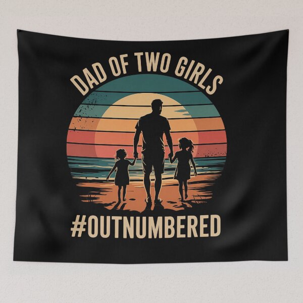 Item preview, Dad of two Girls Outnumbered 2 Daughters Father's Day designed and sold by brynatshop.