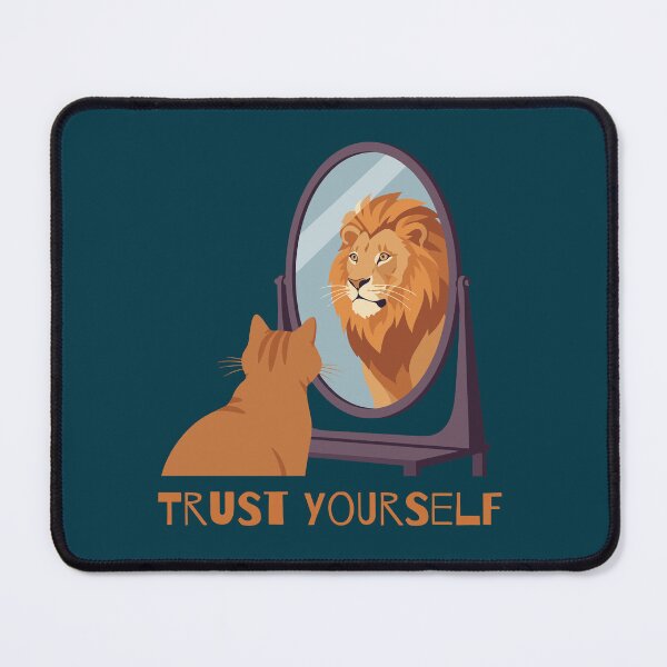 Item preview, Trust Yourself - Cat Sees Lion in Mirror designed and sold by KiwiRider.