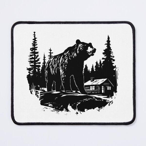 Item preview, Rustic Cabin Grizzly Bear Pine Tree Brown Black Log Cottage Wild designed and sold by inkoutninja.