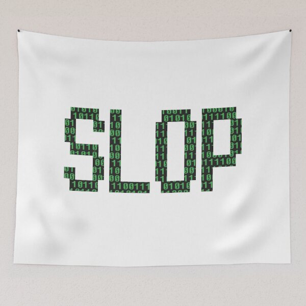 Item preview, SLOP in computer style font with a binary overlay.  designed and sold by funkyworm.