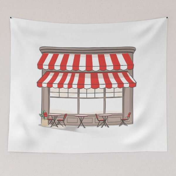Item preview, Charming Parisian Cafe with Striped Awning designed and sold by allogy.