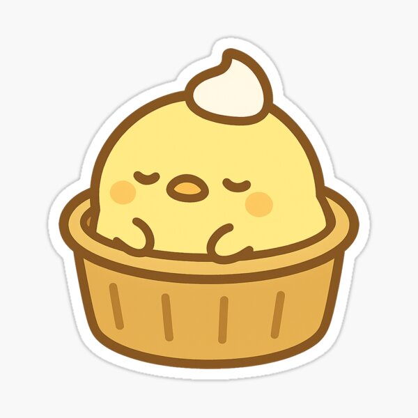 Item preview, Kawaii Chick in Tart – Cute Dessert Bird Sticker designed and sold by Tripconic.