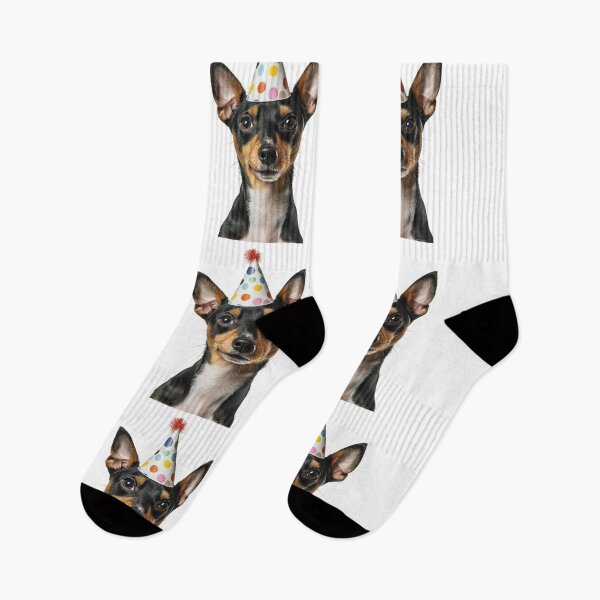Item preview, Cute Toy Fox Terrier dog with Party Hat Birthday Celebration designed and sold by LazyOwlStore.
