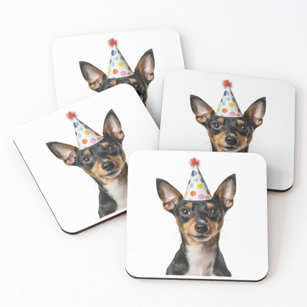 Item preview, Cute Toy Fox Terrier dog with Party Hat Birthday Celebration designed and sold by LazyOwlStore.