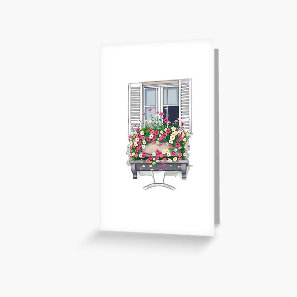 Item preview, Parisian Window with Flower Box French Floral Aesthetic designed and sold by allogy.