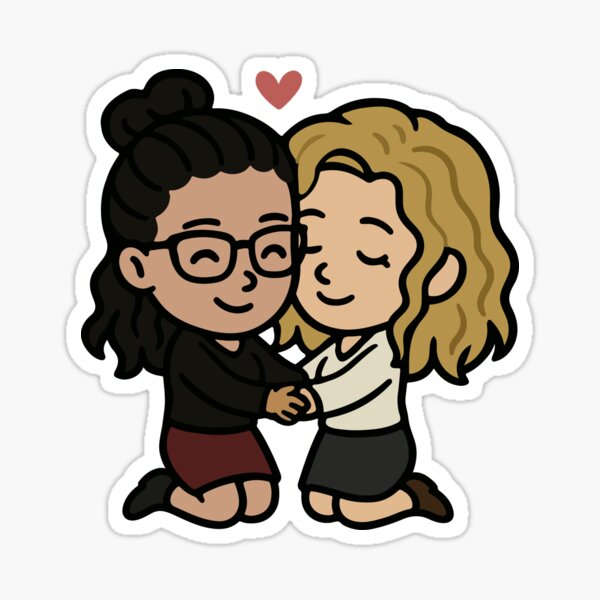 Item preview, Lesbische Liebe zwischen Cosima und Delphine – Chibi Orphan Black LGBTQ+ Paar-Fan-Art designed and sold by gyenayme.