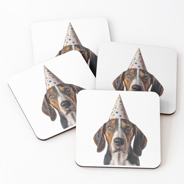 Item preview, Cute Treeing Walker Coonhound dog with Party Hat Birthday Celebration designed and sold by LazyOwlStore.
