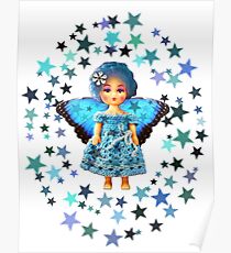 Blue Fairy Doll with stars Poster