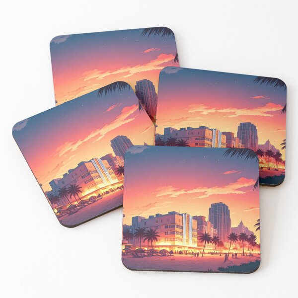 Item preview, South Beach, Miami: Sunset Hues of Coral, Magenta & Gold designed and sold by LSVart.