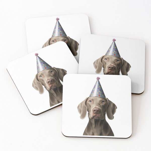 Item preview, Cute Weimaraner dog with Party Hat Birthday Celebration designed and sold by LazyOwlStore.