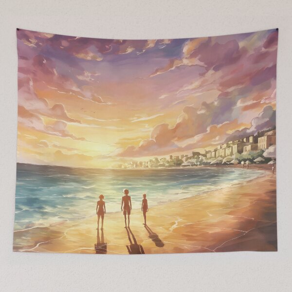 Item preview, Spiaggia di Baia Verde at Sunset: Blazing Twilight over Gallipoli designed and sold by LSVart.