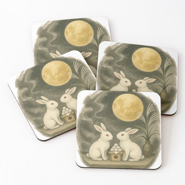 Item preview, Tsukimi Date – Sweet Rabbits Beneath the Full Moon | Ink Spirit – Animal Series designed and sold by Taki_jp_design.