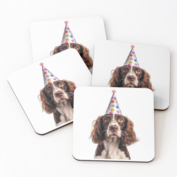 Item preview, Cute Welsh Springer Spaniel dog with Party Hat Birthday Celebration designed and sold by LazyOwlStore.