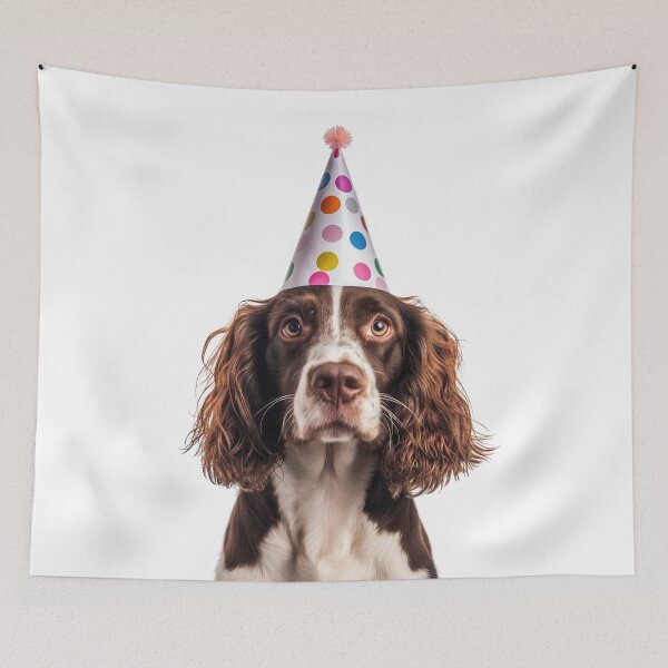 Item preview, Cute Welsh Springer Spaniel dog with Party Hat Birthday Celebration designed and sold by LazyOwlStore.