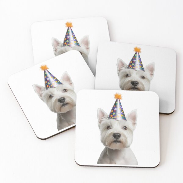 Item preview, Cute West Highland White Terrier dog with Party Hat Birthday Celebration designed and sold by LazyOwlStore.