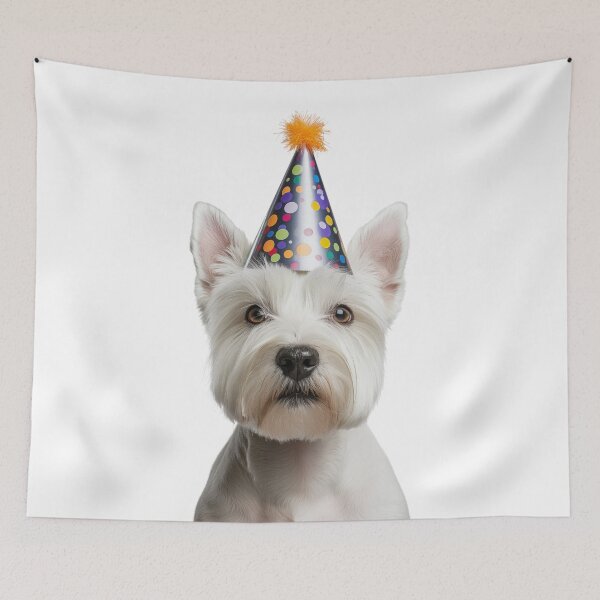 Item preview, Cute West Highland White Terrier dog with Party Hat Birthday Celebration designed and sold by LazyOwlStore.